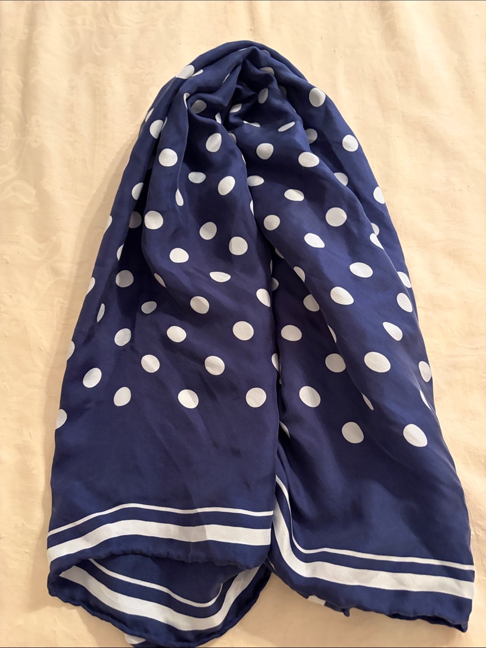 Lauren Ralph Lauren Polka Dot Scarf in Navy Blue & White
